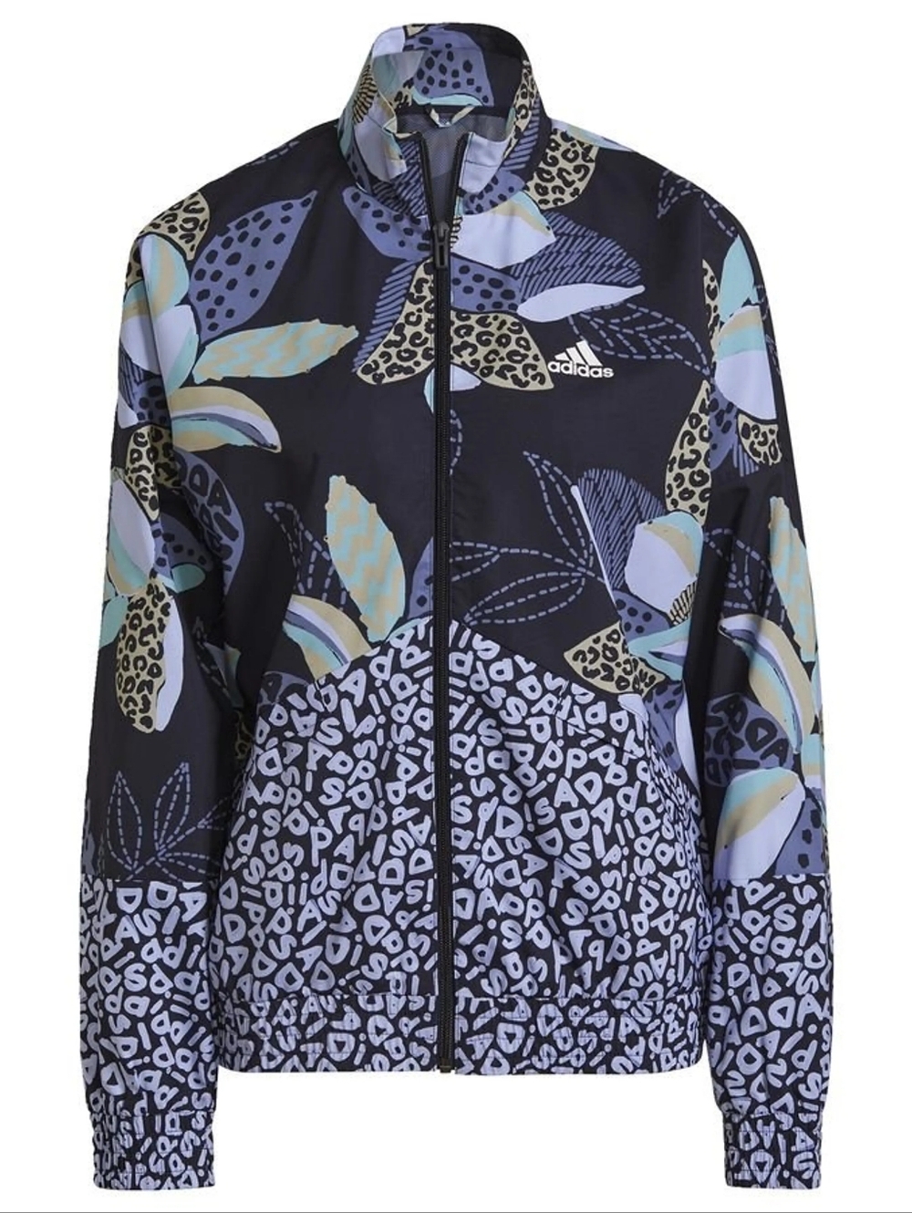 Adidas x Farm Rio  Floral Leopard winderbreaker Jacket Full Zip Navy sz S